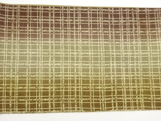  格子模様織出し袋帯